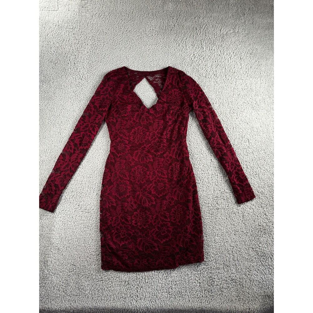 Charlotte Russe Dress Women Large Floral Lace Long Sleeve Open Back